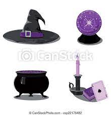 Sorcière, Ensemble, Halloween, Accessoires. Couche, Ensemble, Séparé,  Pourpre, Commodité, Halloween, Accessoires, Accessoire | Canstock
