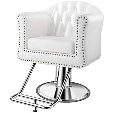 Baasha Luxury Classic White Styling Chair For Hair Salon All Purpose Square Salon Chair With Hydraulic Pum Salon Styling Chairs Hair Salon Chairs Salon Chairs