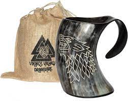 Buy Vikings Valhalla's Game of Thrones Stark House Viking Drinking Horn Mug  Wolf Carved tankard for Beer Wine Mead ale Online at Low Prices in India -  Amazon.in