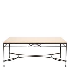 The base is in red lacquered wood, the middle part of the base is made of iron. Amalfi Stone Top Cocktail Table Rectangle 122 Janus Et Cie