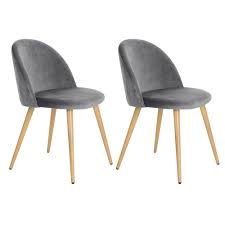 Furniturer Zomba Grey Velvet Dining Chair Set Of 2 Zomba Grey Velvet Diamond Kd Metal Sy The Home Depot In 2020 Velvet Dining Chairs Dining Chairs Dining Chair Set
