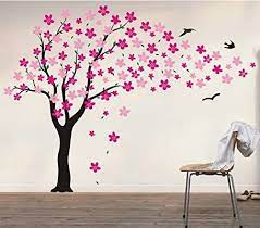 Amazon Com Pop Decors Drifting Flowers And Birds Tree Wall Decals For Nursery Room 71 Baby Tree Wall Decor Tree Wall Decal Nursery Wall Decals