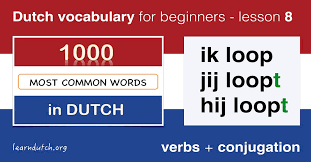 Dutch Vocabulary For Beginners 1000 Most Common Words In Dutch Learn Dutch Online Lesson 8 The Conjugation Of Verbs Vocabulary Learn Dutch Beginner Lesson