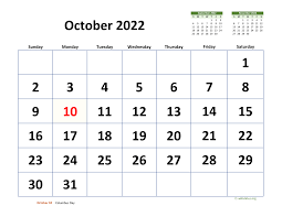 October 2022 Calendar With Extra Large Dates Wikidates Org