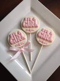It S A Girl White Chocolate Lollipops Pink Baby Shower Candy Favors Www Rosebudchocolate Baby Shower Chocolate Baby Shower Candy Favors Candy Party Favors