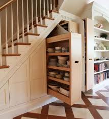 This long, narrow pantry with a partially sloped ceiling and raised floor was transformed from an awkward space into a beautifully functional pantry that suits the needs of a busy family. Super Kitchen Pantry Under Stairs 39 Ideas