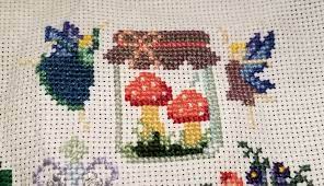 Image deco cross stitch fairy illustration art illustrations fairy art faeries cross stitching cute art cross stitch patterns. Mushroom Jar And Faeries Cross Stitch Pattern Stell And Lulu