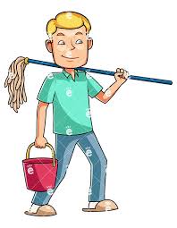 Man Getting Ready To Mop Cartoon Vector Clipart Friendlystock In 2020 Man Blonde Guys Cartoons Vector