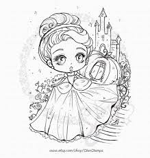 Cinderella Digital Stamp Instant Download Etsy Digital Stamps Chibi Coloring Pages Disney Princess Coloring Pages