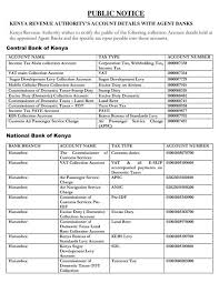 The kenya revenue authority is the government body that manages the nation's revenue income: List Of Kra Account Details And Tax Types Payable On The Accounts