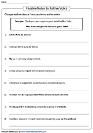 Active And Passive Voice Printable Worksheets Active And Passive Voice Active Voice The Voice