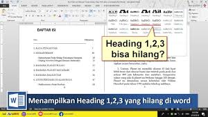 Cara Menampilkan Heading 123 Yang Hilang Di Word Tutorial89 Tutorial Microsoft Word Di Video Ini Kita Akan Belajar Bagaimana Cara M Microsoft Belajar Video