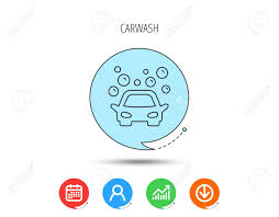 Car Wash Icon Cleaning Station Sign Foam Bubbles Symbol Calendar