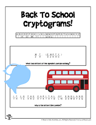 The clues for this printable crossword puzzle are the symbols for the first several elements. Printable Back To School Cryptogram Puzzles Key Woo Jr Kids Activities Children S Publishing