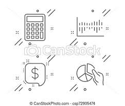 Column Diagram Calculator And Payment Message Icons Set Pie Chart Sign Vector