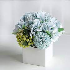 Loaded with mixed hydrangea and berries. Buy Ladada Fake Peony Flowers In Ceramic Vase Faux Hydrangea Flower Arrangements For Home Decor Artificial Flowers With Vase Online In Indonesia B08rn3ks5z