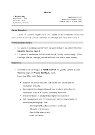paint chemist resume