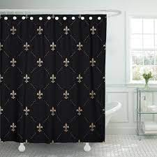 Great designs on professionally printed shower curtains. French Gold Pattern With Fleur De Lis On Black King Flower Shower Curtain Waterproof Polyester Fabric 72 X 72 Inches Set Shower Curtains Aliexpress