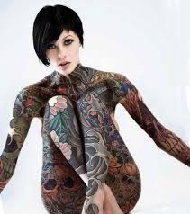 Color is a big theme here. Full Body Tattoo Girl