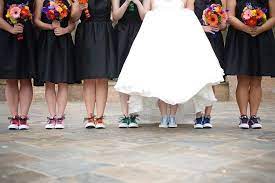 Bridal Party In Converse Wedding Bridesmaids Dresses Blue Bridesmaid Converse Wedding Converse