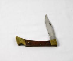 Vintage Folding Knife Interpur Lock Back 3 Pin Wooden Handles Stainless Steel Blade Brass Ends Brown Gold H Vintage Baskets Vintage Shelf Vintage Vases