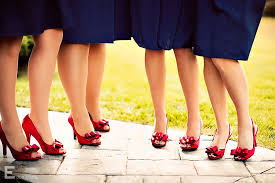 Navy Dress With Red Shoes Blue Bridesmaids Red Wedding Shoes Yellow Bridesmaid Dresses