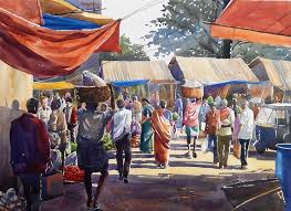 Mojarto Watercolor Paintings Village Scene Drawing Art Village Holiday market reserves the right to limit high demand items at time of. mojarto watercolor paintings village
