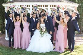 Dusty Rose And Navy Wedding At Glenwoodie Golf Club In Glenwood Illinois Blush Bridesmai Dusty Rose Bridesmaid Dresses Navy Groomsmen Rose Bridesmaid Dresses