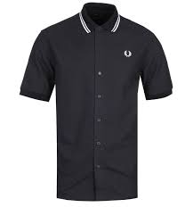 Fred perry men's purple oxford knitted polo shirt. Fred Perry Flat Knit Collar Black Polo Shirt