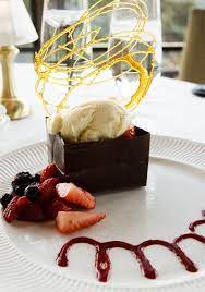 Nothing says romance like a delectable dessert for two. Flagstaff House Restaurant Boulder Use Real Butter Desserts Dessert Recipes Plating Desserts