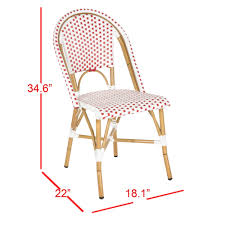 Safavieh Salcha Outdoor French Bistro Side Chair Set Of 2 Red White Walmart Com Wicker Decor Outdoor Dining Chairs Stackable Dining Chairs
