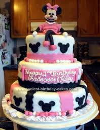 She is going to be so happy to see all the colourful things. Cool Homemade 3 Tier Minnie Mouse 2nd Birthday Cake