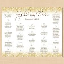 white gold sparkles seating chart poster table number