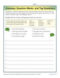 Commas Question Marks And Tag Questions Punctuation Worksheets This Or That Questions Tag Question Worksheet Template