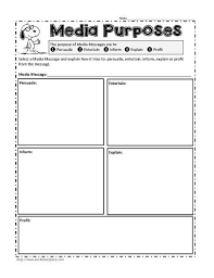 Purpose Of Media Media Literacy Lessons Media Literacy Activities Media Literacy