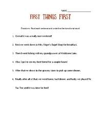 Here we have preapred transition words exercises with answers for esl. First Things First Transition Word Worksheet By Fern And Flower