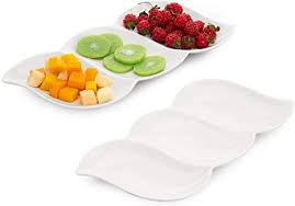 2 photos of strawberry santas. Amazon Com Mygift 3 Compartment Wave Design White Ceramic Appetizer Serving Platter Tray Set Of 2 Home Kitchen
