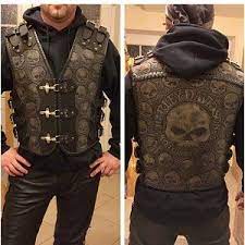 Viking Conung Handmade Genuine Leather Motorcycle Biker Vest Etsy Leather Biker Vest Biker Outfit Biker Vest