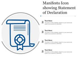 A declaration in resume is a content that lay behind candidates qualifications and skills. Manifesto Icon Showing Statement Of Declaration Templates Powerpoint Presentation Slides Template Ppt Slides Presentation Graphics