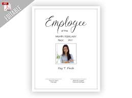 Available here on this page is an easy to use template to commemorate the occasion. Printable Elegant Employee Of The Month Template Editable Etsy In 2021 Certificate Templates Business Plan Template Editable Template