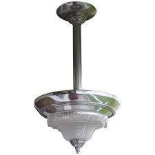 Art deco hanging light fixture. Art Deco Chrome And Melting Ice Design Glass Pendant Light Fixture By Ezan For Sale At 1stdibs
