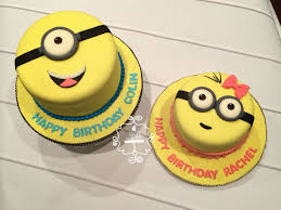 Birthday Cake For Brother And Sister Here They Are Together Brother And Sister Matching Minion Inspired Cakes For Some Special Birthday Minion Birthday Cake Minion Birthday Birthday Celebration