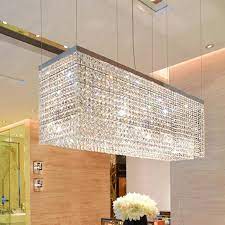 Modern crystal chandeliers for dining room—related questions are crystal chandeliers out of style? Luxury Linear Rectangular Crystal Chandelier Ceiling Light Sofary