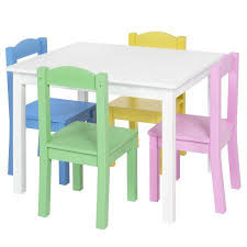 Best Choice Products Kids Wooden Table And 4 Chair Set Furniture Pastel White Walmart Com Kids Wooden Table Furniture Chair Set