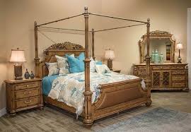 Measure room, including ceiling height to ensure bed clears fans and light fixtures. Aico Excursions Canopy Bedroom Set In Caramel Cashmere