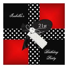 Black And White Invitation Card 21st Birthday Party Red Polka Dot Black White Invitation Zazzle Com Polka Dot Birthday Party Polka Dot Birthday Birthday Party 21