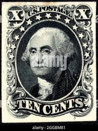 Major George Washington in service to the British army in the French and  Indian War. Hand-colored woodcut Stock Photo