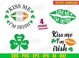 Download St Patrick S Day Kiss Me I M Irish Lips Clover Bundle Svg Lucky Cut File