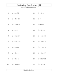 Factoring Quadratics Factoring Quadratics Algebra Worksheets Quadratics