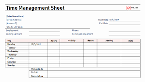 Time Management Sheet Template Fresh Time Management